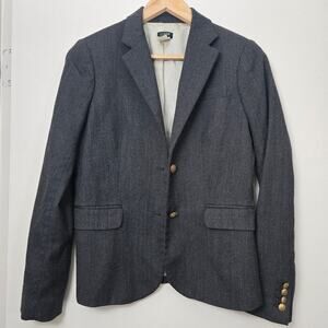J. Crew Wool Schoolboy Blazer Size 4 Gray Gold Buttons Work Business Casual